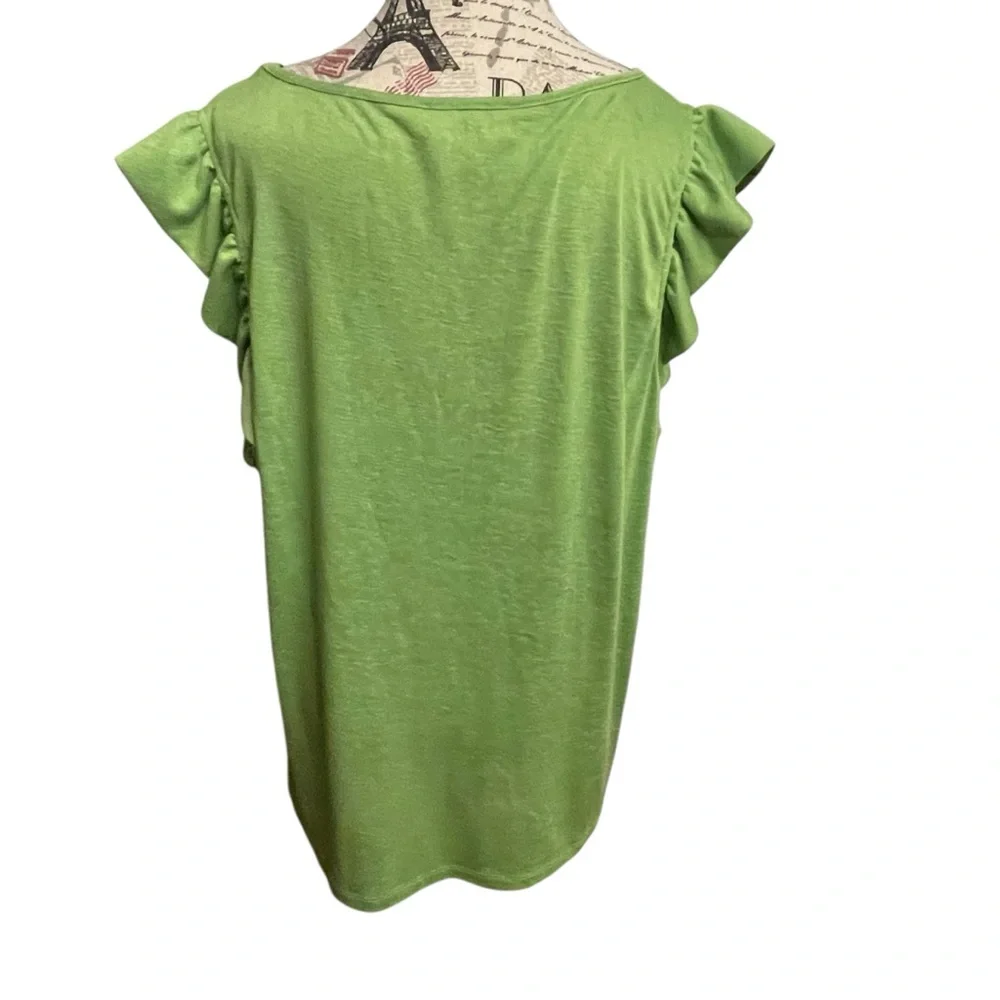 DKNY Green Ruffle Sleeve Blouse - Picture 3 of 7